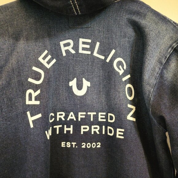 True Religion Men's Sweatshirt XL/TG Crafted With Pride Zip Hoodie Indigo Blue - Picture 13 of 15